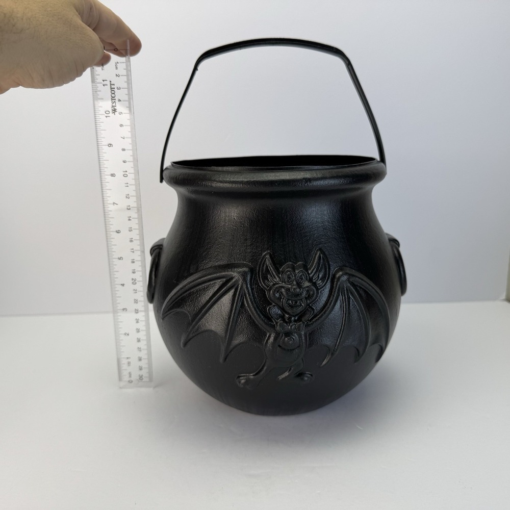 Vintage Halloween General Foam Witch CAULDRON Bat Blow Mold Candy Pail Bucket - Picture 12 of 13